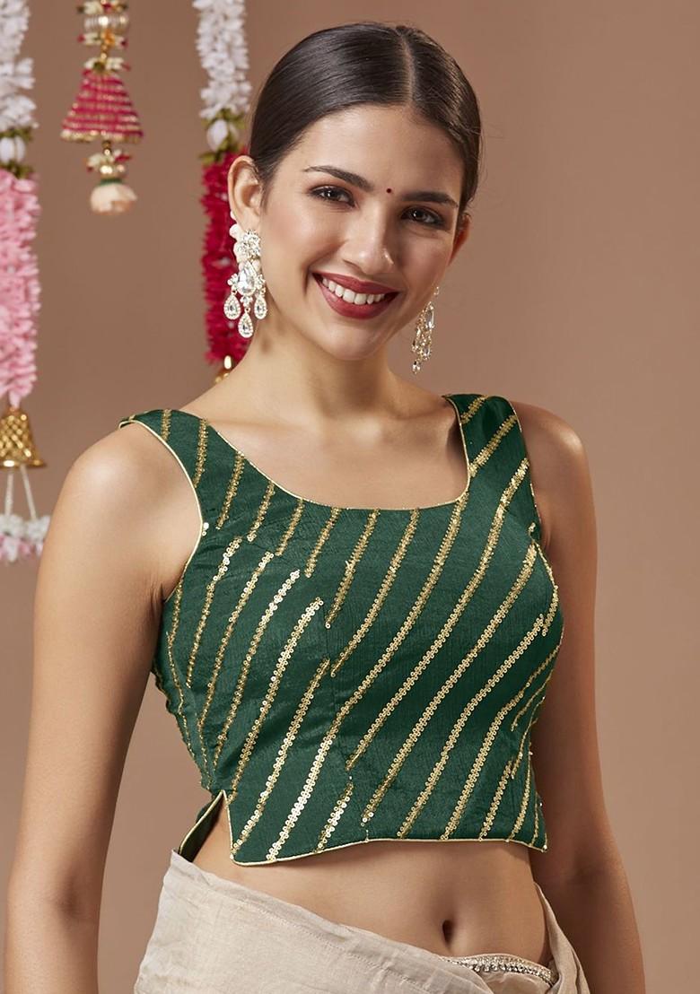 Georgette Round Neck Padded Sleeveless Readymade Blouse