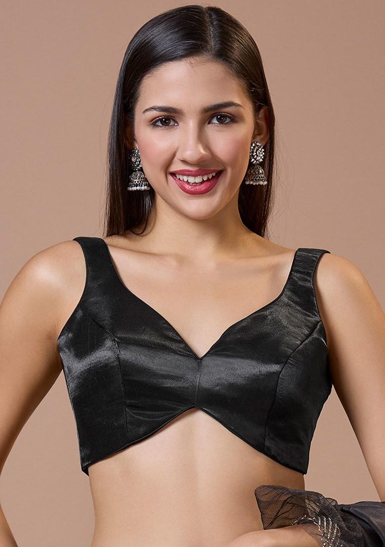 Satin Sleeveless Sweetheart Neck Readymade Padded Saree Blouse