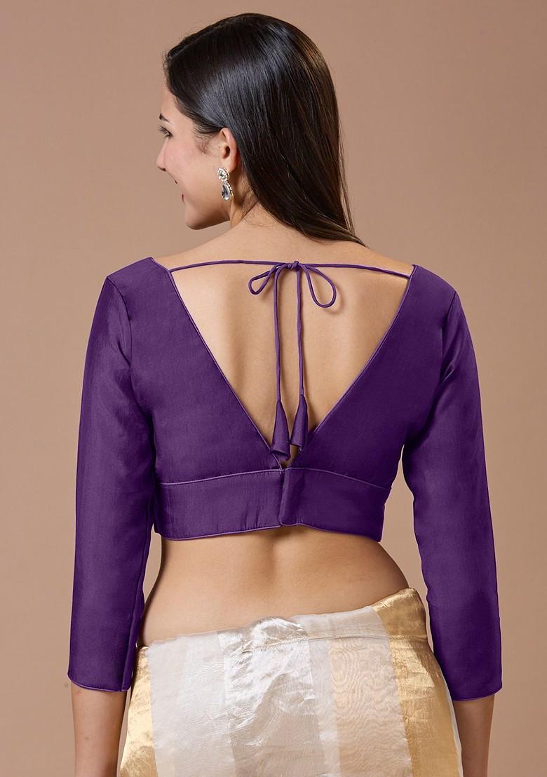 Silk V Neck Readymade Padded Blouse