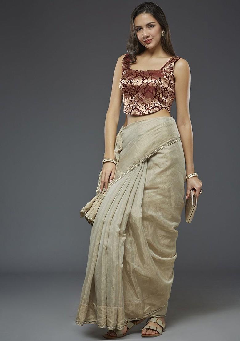 Woven Design Padded Readymade Saree Blouse