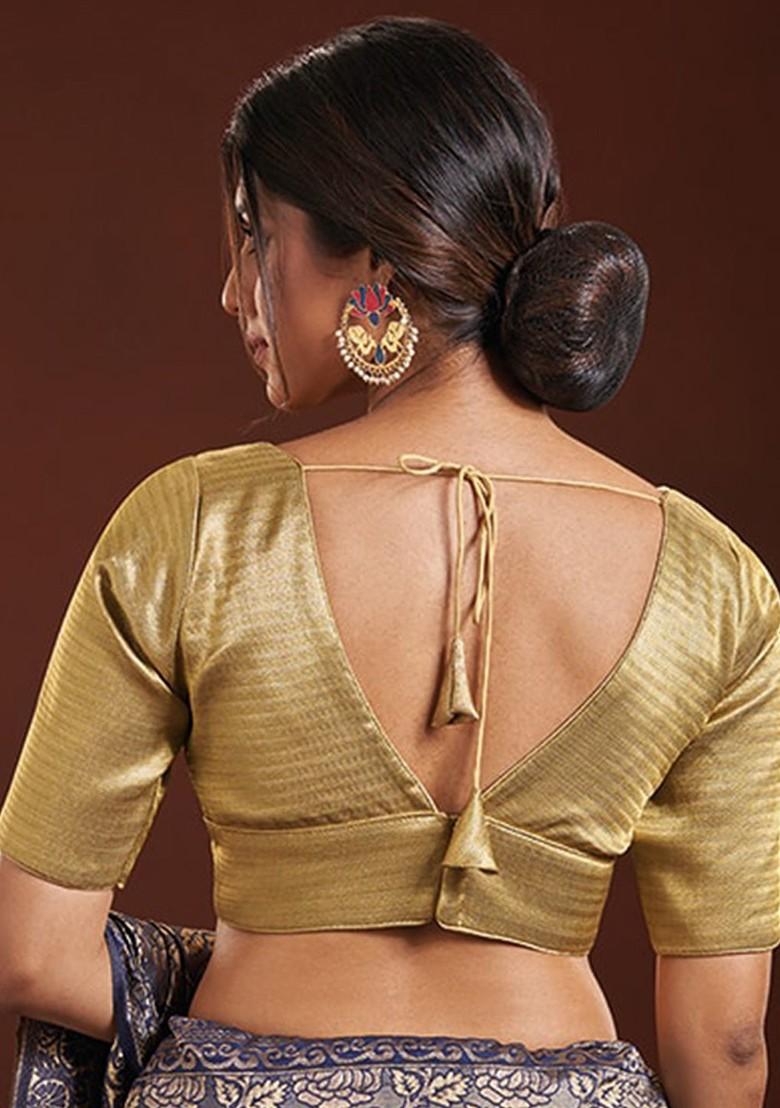 Woven Design V Neck Silk Saree Blouse