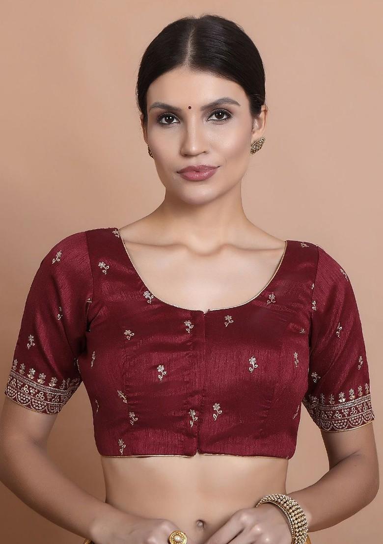 Embroidered Round Neck Saree Blouse