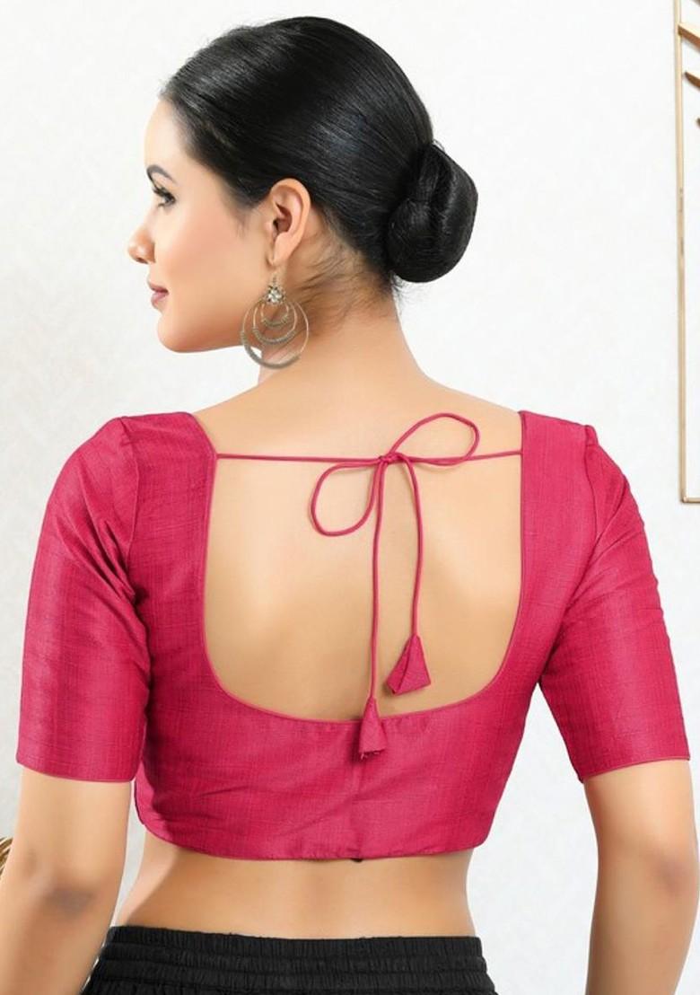 Round Neck Padded Readymade Saree Blouse