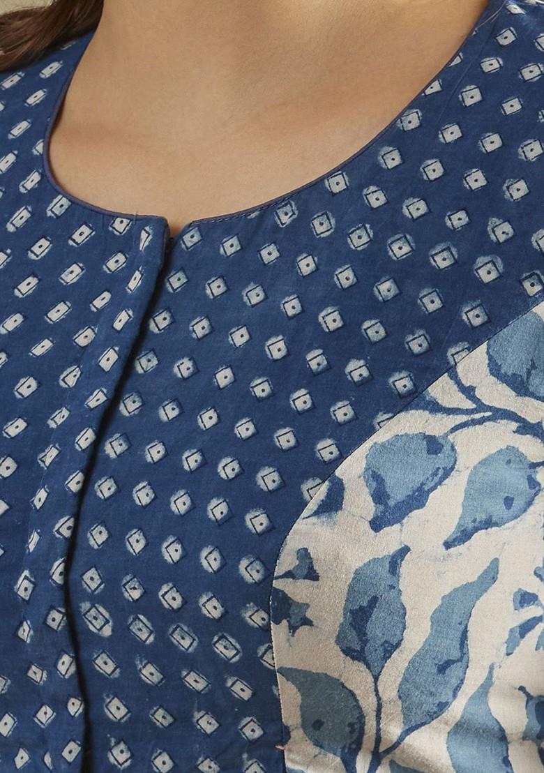 Indigo Printed Readymade Saree Blouse