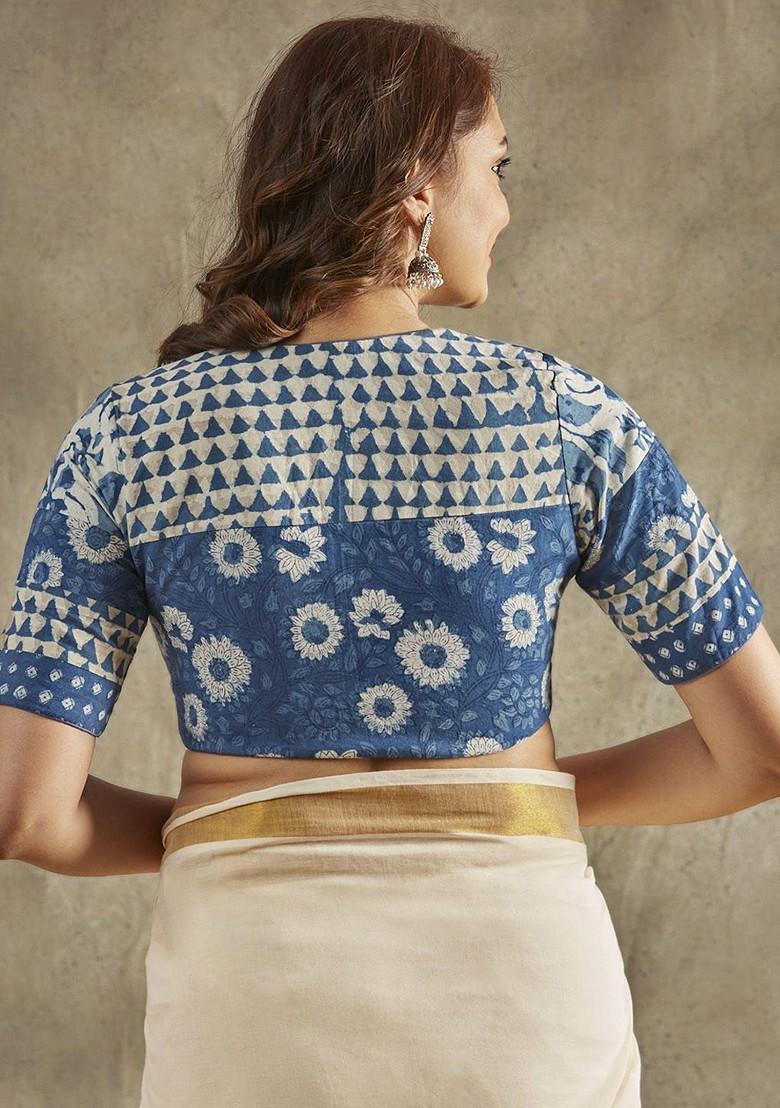 Indigo Printed Readymade Saree Blouse