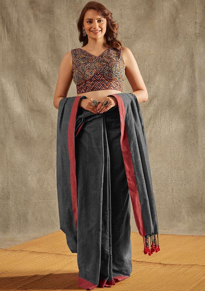 Kalamkari Printed Cotton Saree Blouse - Indya