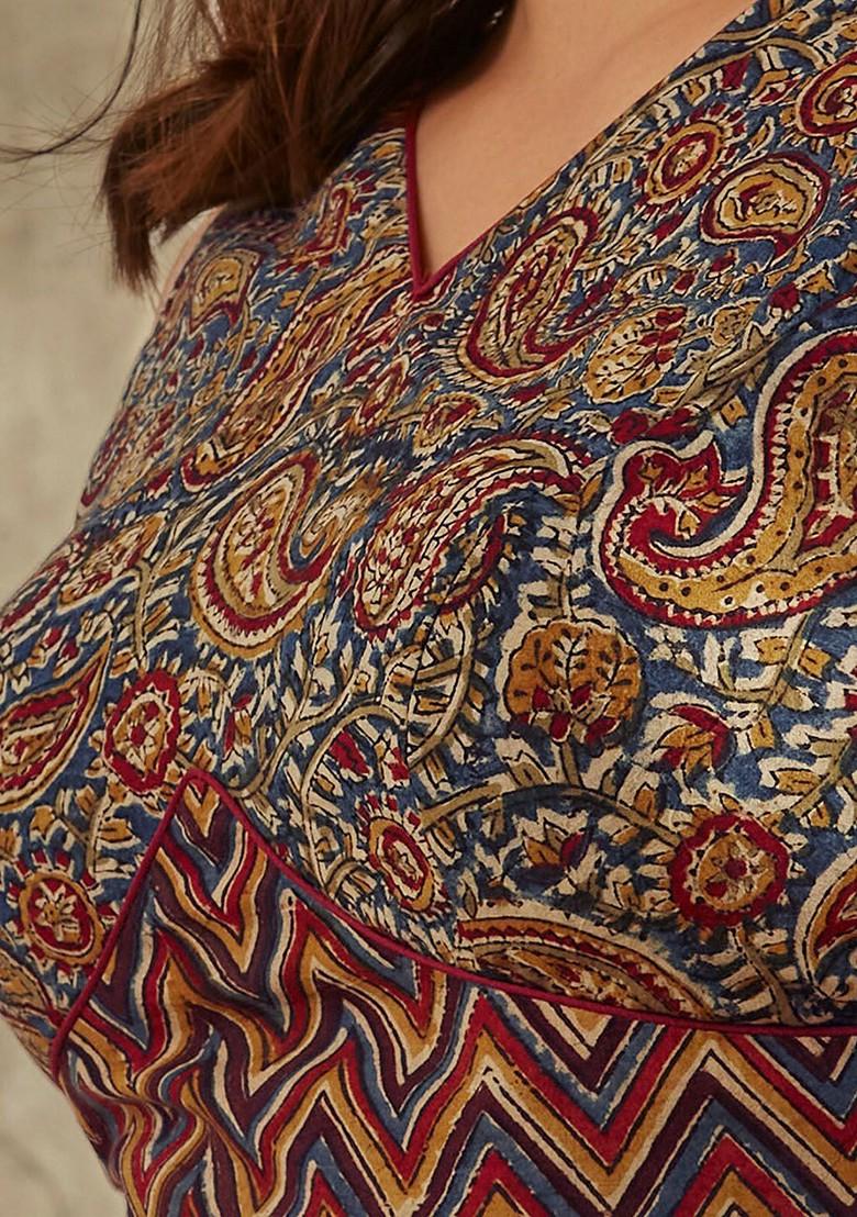 Kalamkari Printed Cotton Saree Blouse