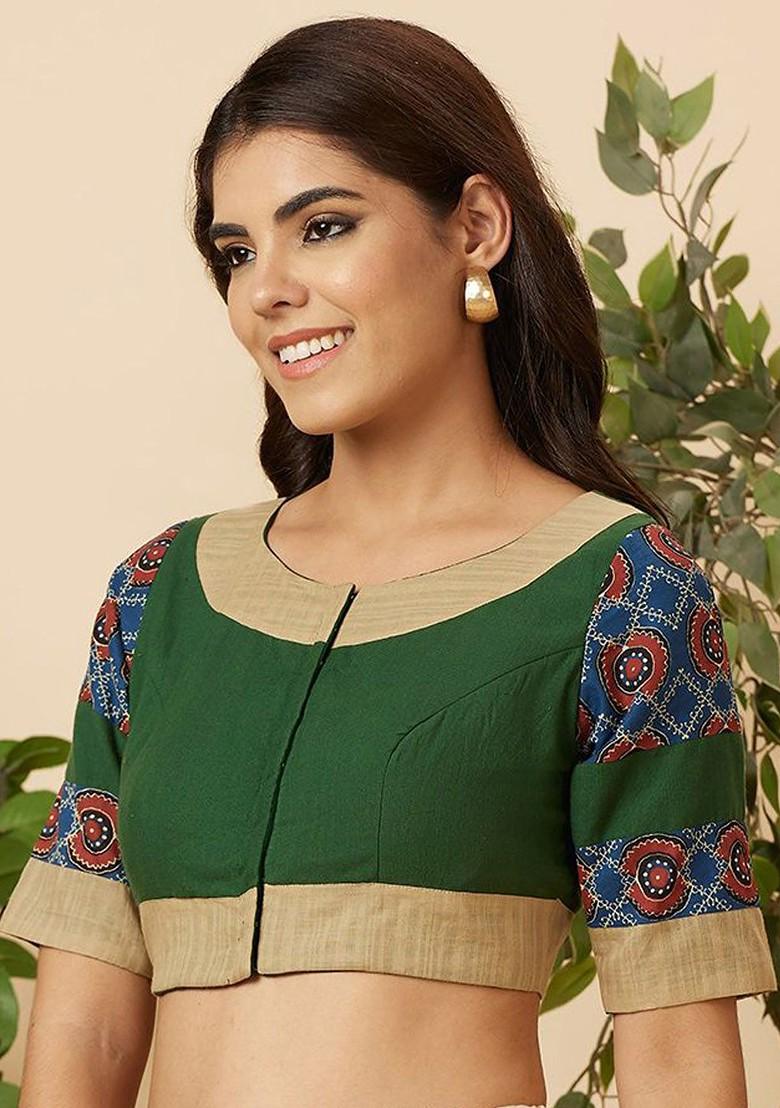 Printed Cotton Readymade Saree Blouse