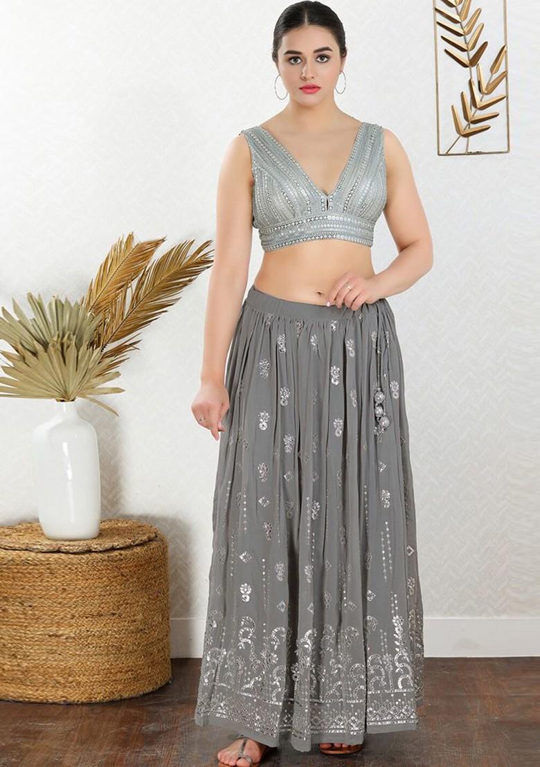 V Neck Sleeveless Embroidered Saree Blouse