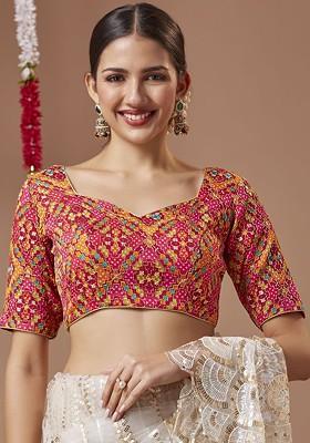 Georgette Padded Sweetheart Neck Readymade Blouse With Elbow Length Sleeves