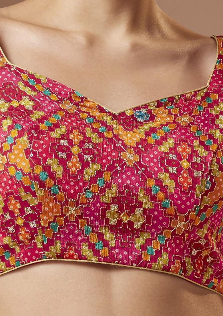 Georgette Padded Sweetheart Neck Readymade Blouse With Elbow Length Sleeves