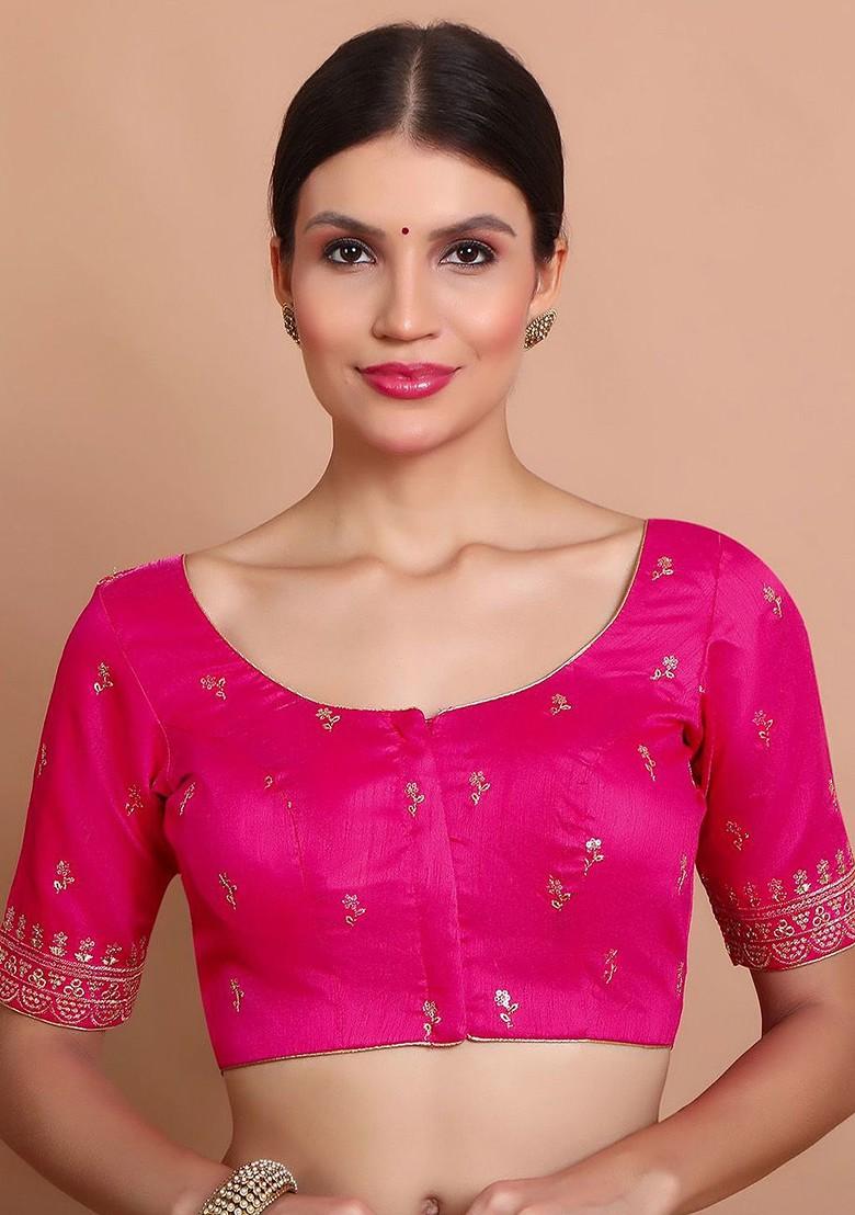 Embroidered Round Neck Saree Blouse