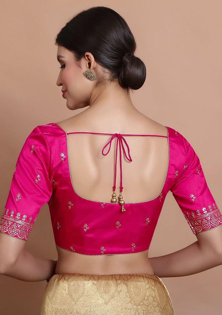 Embroidered Round Neck Saree Blouse