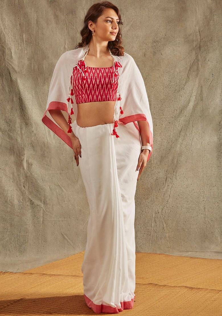 Ikat Printed Cotton Saree Blouse