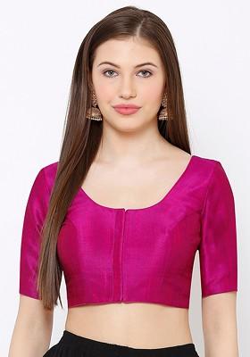 Women Purple Solid Readymade Saree Blouse