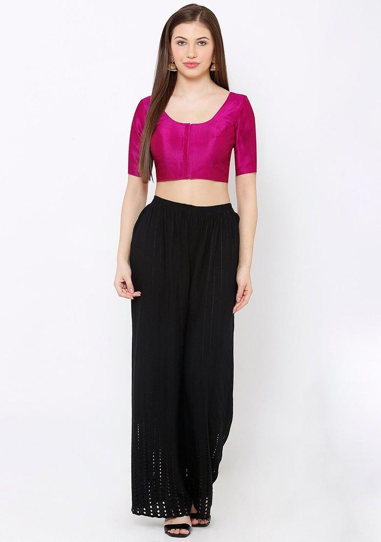 Women Purple Solid Readymade Saree Blouse