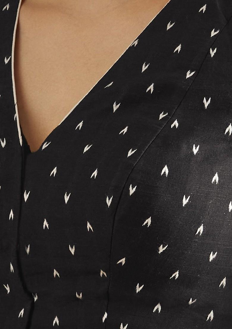 Geometric Printed V Neck Readymade Saree Blouse