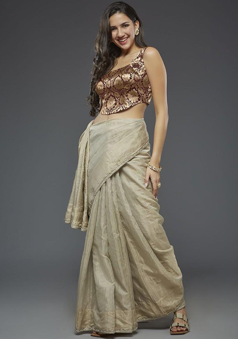 Woven Designed Square Neck Saree Blouse