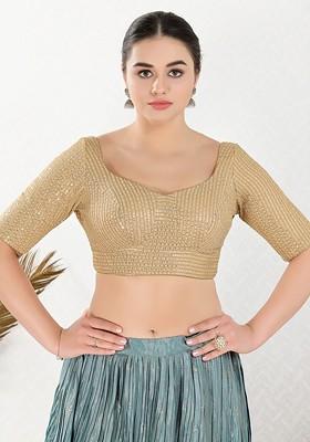 Embroidered Sweetheart Neck Georgette Saree Blouse