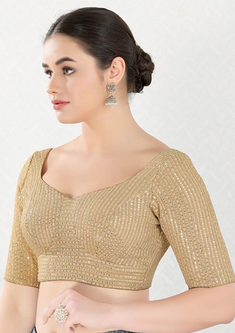 Embroidered Sweetheart Neck Georgette Saree Blouse