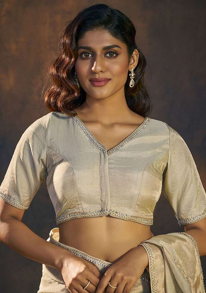 Embroidered Padded Saree Blouse - Indya