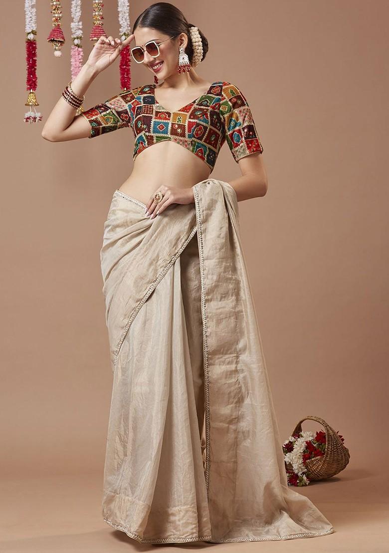 Velvet Padded Sweetheart Neck Readymade Blouse With Elbow Length Sleeves