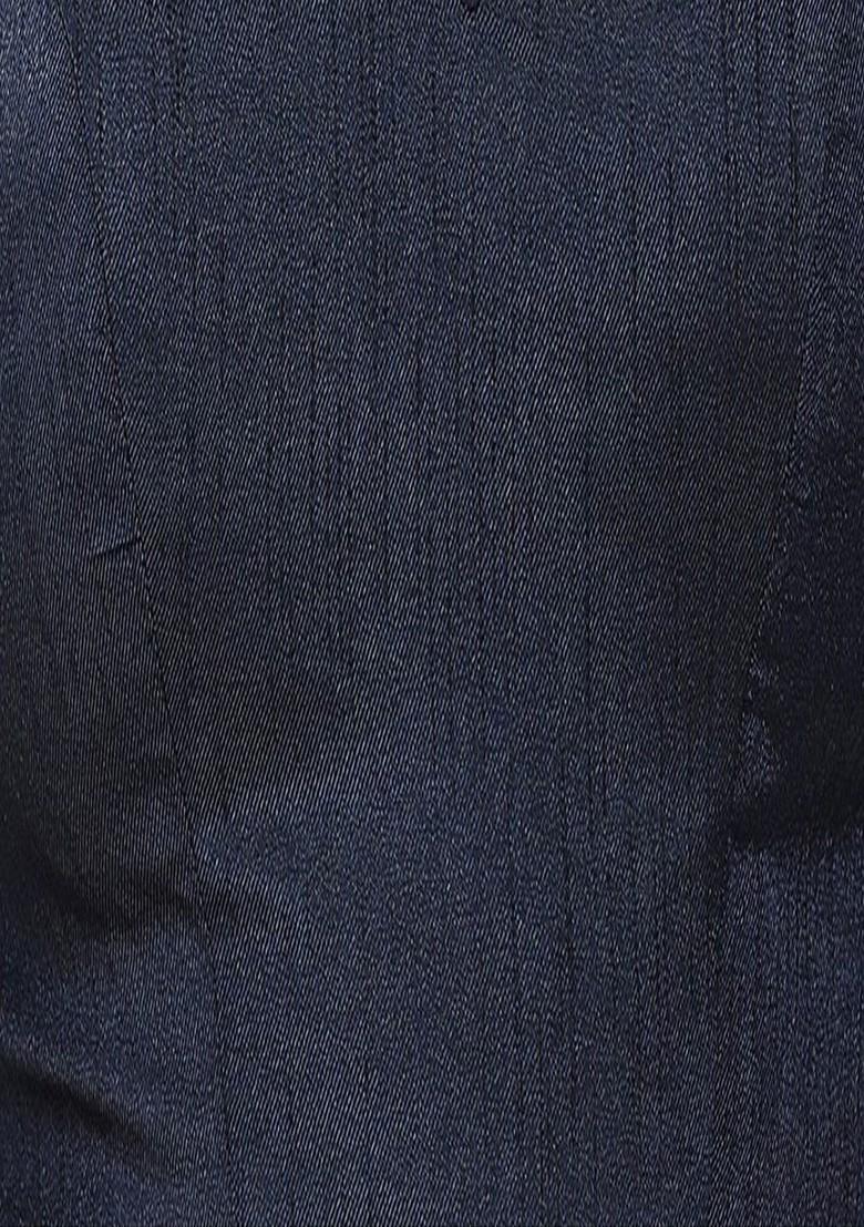 Women Navy Blue Silk Solid Readymade Saree Blouse