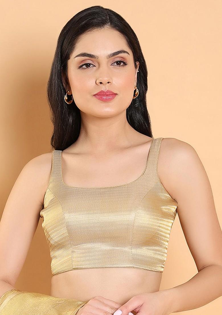 Self Design Tissue Readymade Saree Blouse With Padded Fit