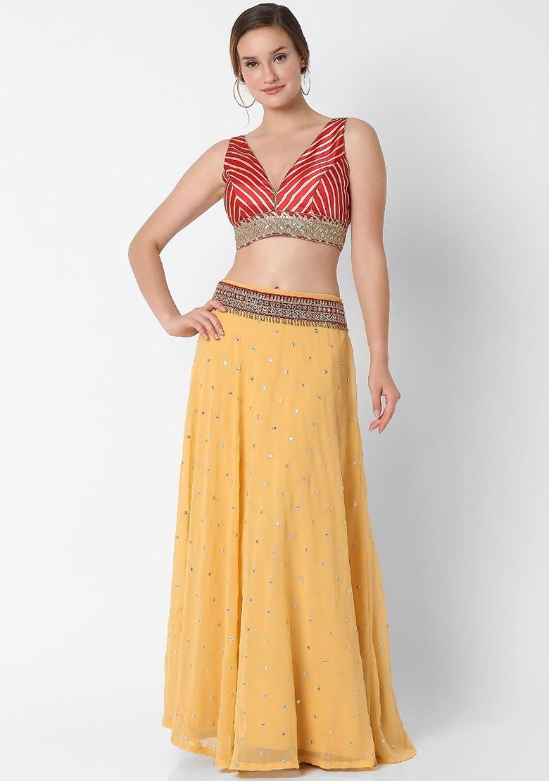 Women Red Embroidered Silk Saree Blouse