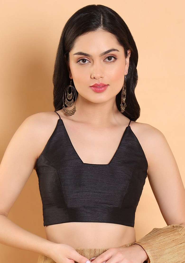 Silk Square Neck Readymade Saree Blouse - Indya