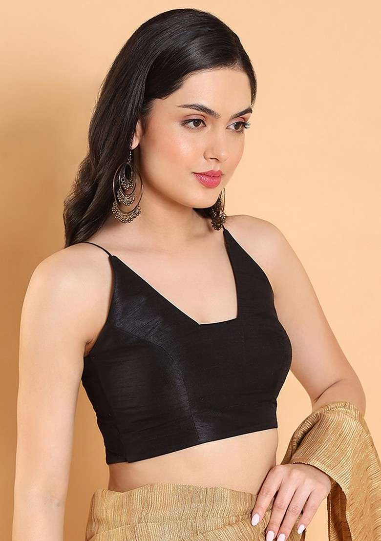 Silk Square Neck Readymade Saree Blouse - Indya