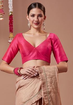 Women V Neck Readymade Padded Short Sleeve Blouse