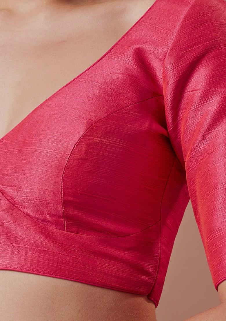 Women V Neck Readymade Padded Short Sleeve Blouse