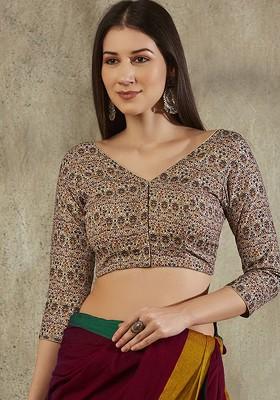 Block Printed Readymade Saree Blouse