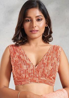 Floral Printed Cotton Saree Blouse