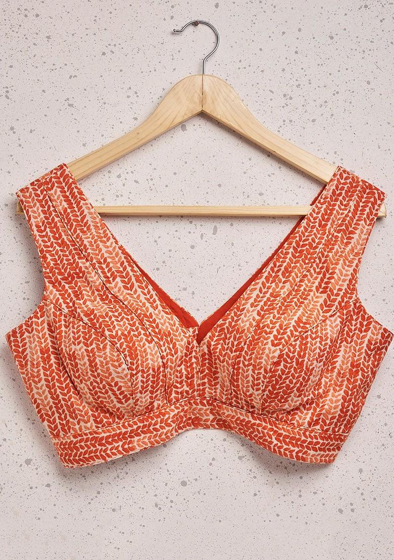 Floral Printed Cotton Saree Blouse