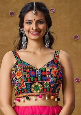 Embroidered Padded Cotton Saree Blouse