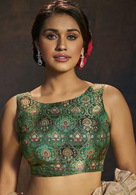 Woven Design Brocade Padded Saree Blouse