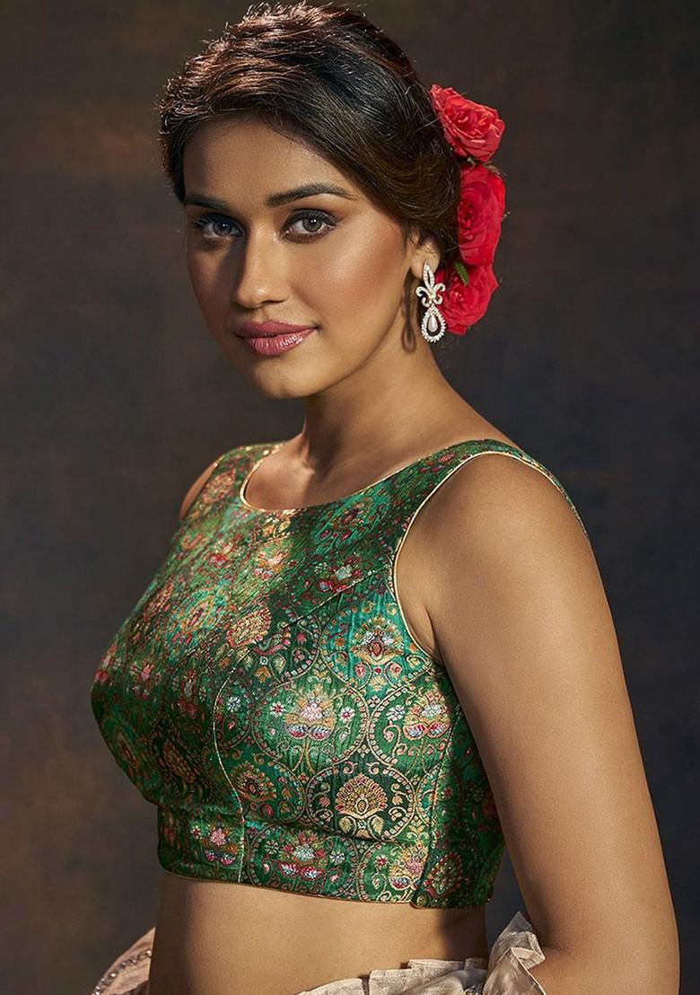 Woven Design Brocade Padded Saree Blouse