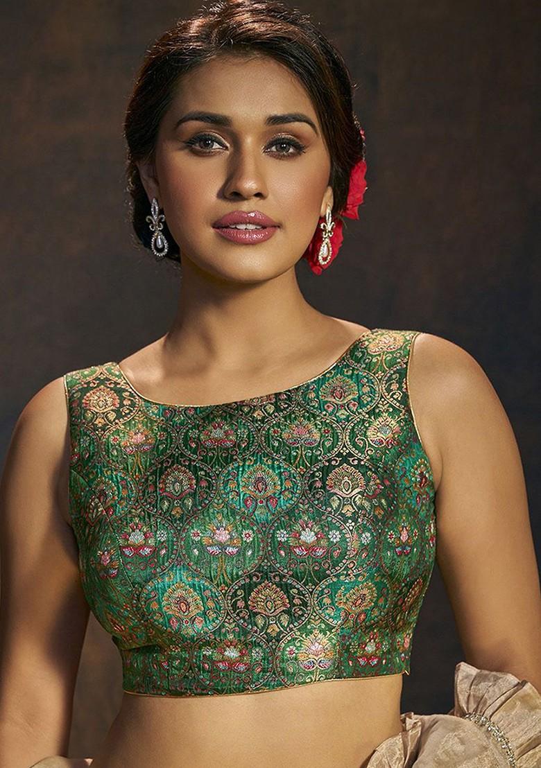 Woven Design Brocade Padded Saree Blouse