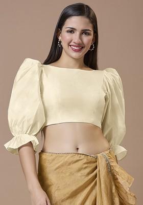 Women Boat Neck Padded Saree Blouse