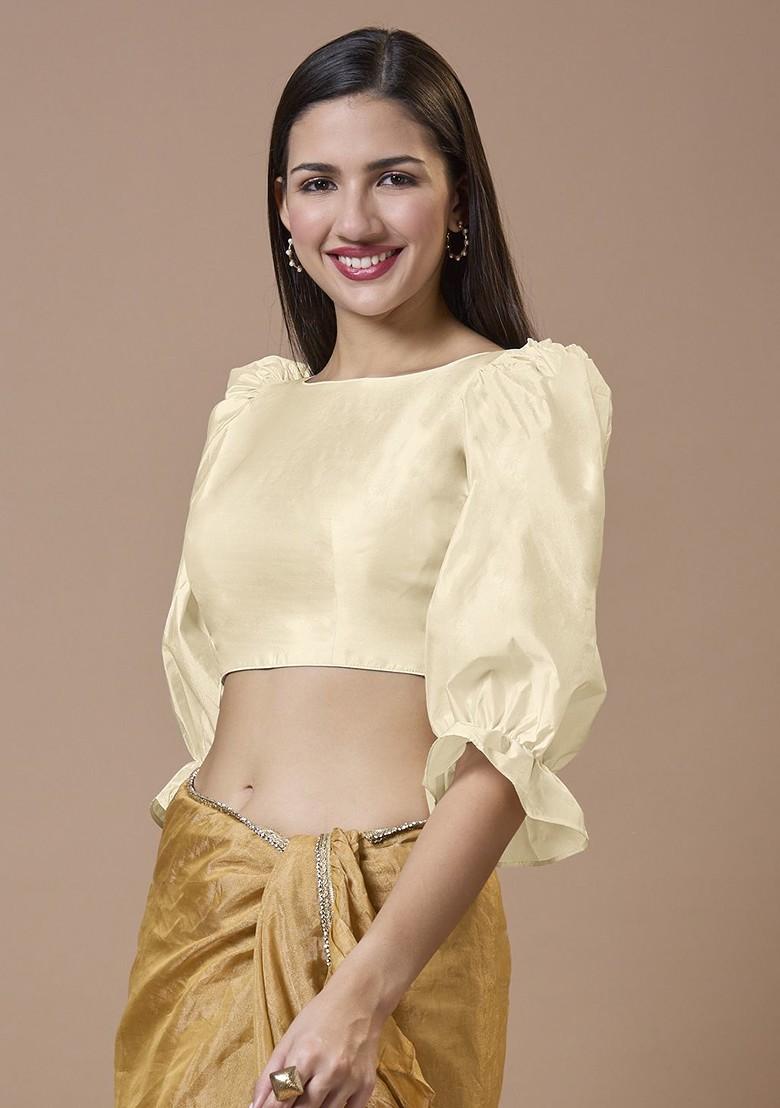 Women Boat Neck Padded Saree Blouse