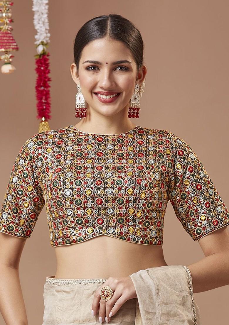 Georgette Round Neck Padded Readymade Blouse