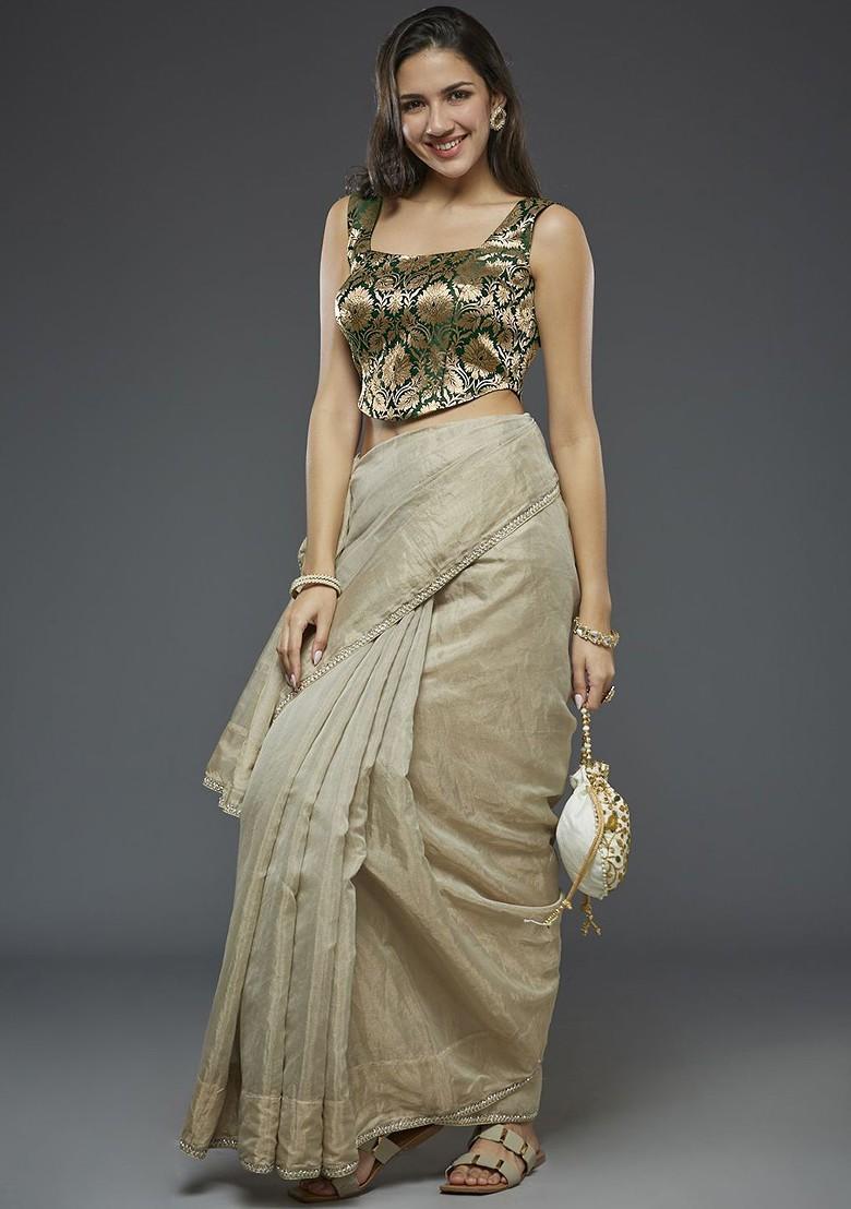 Woven Designed Square Neck Saree Blouse