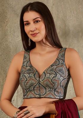 Floral Printed Cotton Saree Blouse