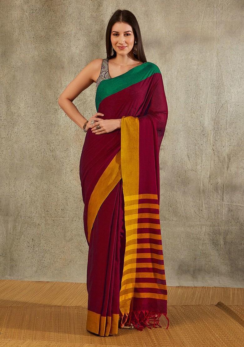 Floral Printed Cotton Saree Blouse