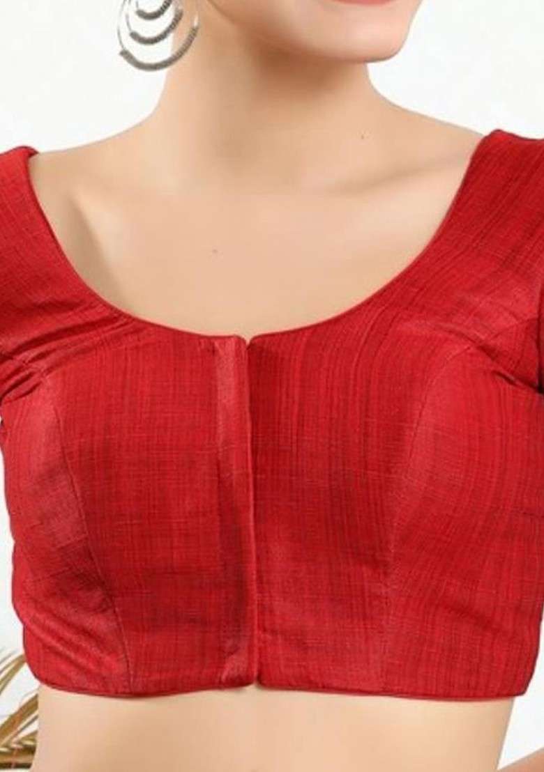 Padded Round Neck Saree Blouse - Indya