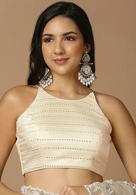 Embroidered Sequinned Silk Saree Blouse