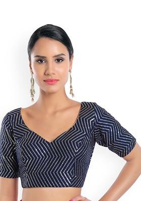 Embroidered Silk Sweetheart Neck Saree Blouse