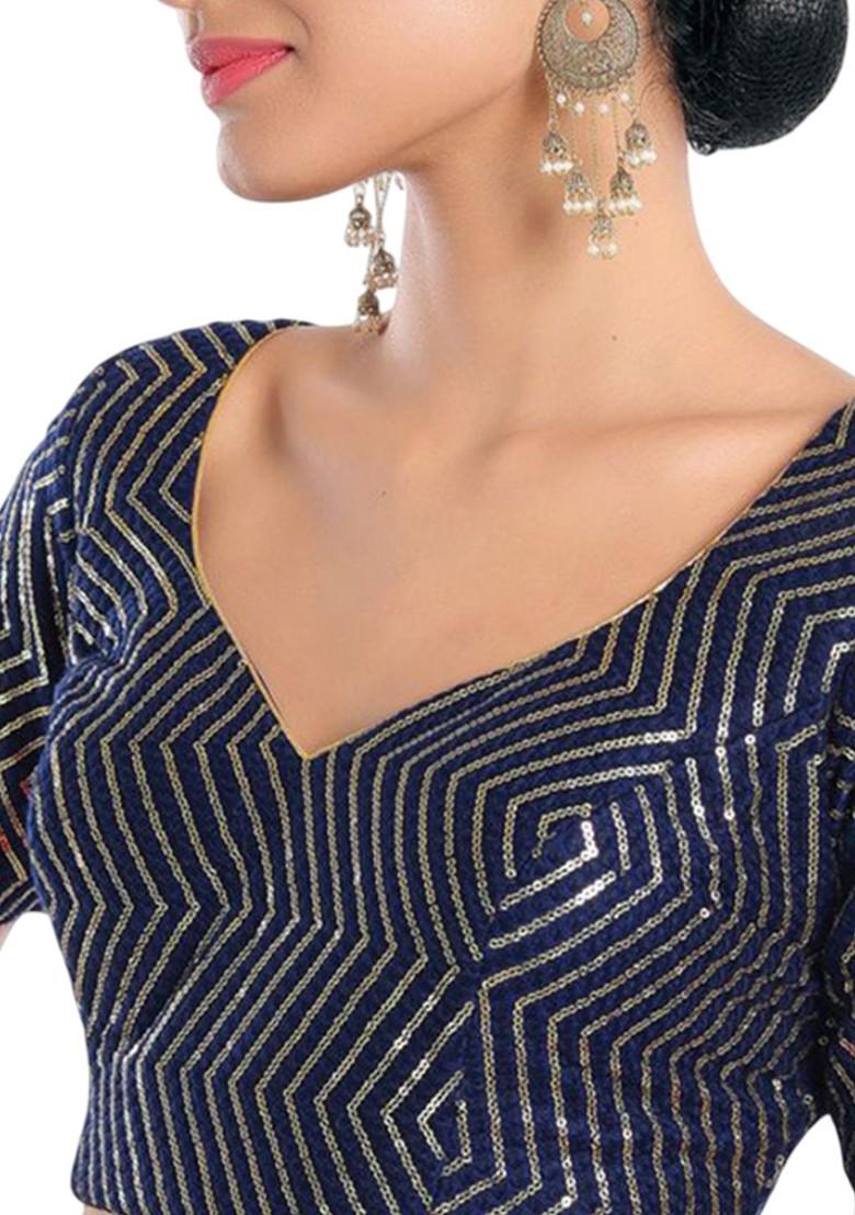 Embroidered Silk Sweetheart Neck Saree Blouse